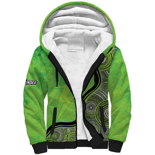 Custom Sydney Thunder Sherpa Hoodie Indigenous Art - Grunge Style