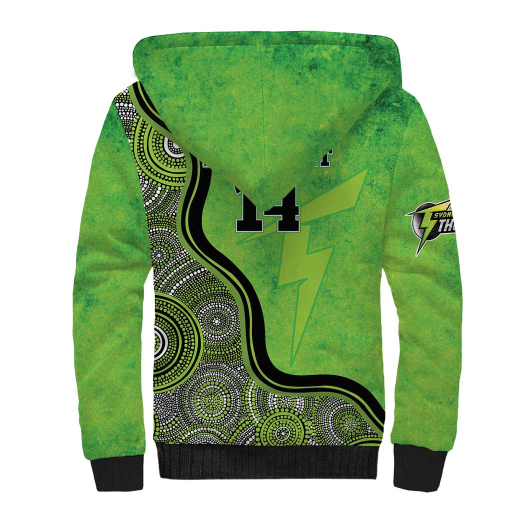 Custom Sydney Thunder Sherpa Hoodie Indigenous Art - Grunge Style