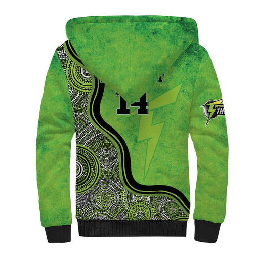 Custom Sydney Thunder Sherpa Hoodie Indigenous Art - Grunge Style