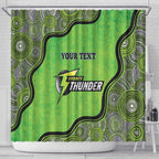Custom Sydney Thunder Shower Curtain Indigenous Art - Grunge Style