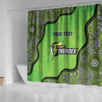 Custom Sydney Thunder Shower Curtain Indigenous Art - Grunge Style
