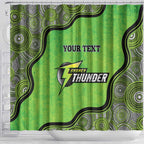Custom Sydney Thunder Shower Curtain Indigenous Art - Grunge Style