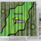 Custom Sydney Thunder Shower Curtain Indigenous Art - Grunge Style
