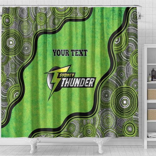 Custom Sydney Thunder Shower Curtain Indigenous Art - Grunge Style
