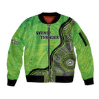 Custom Sydney Thunder Sleeve Zip Bomber Jacket Indigenous Art - Grunge Style