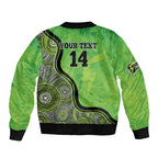 Custom Sydney Thunder Sleeve Zip Bomber Jacket Indigenous Art - Grunge Style
