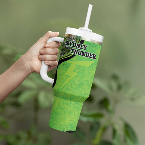 Custom Sydney Thunder Tumbler With Handle Indigenous Art - Grunge Style
