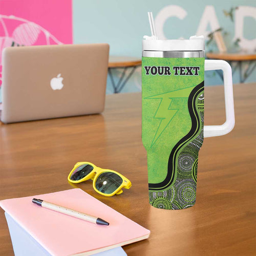 Custom Sydney Thunder Tumbler With Handle Indigenous Art - Grunge Style
