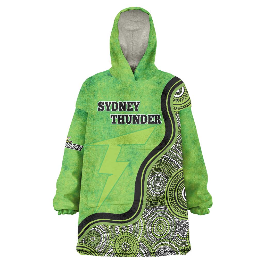 Custom Sydney Thunder Wearable Blanket Hoodie Indigenous Art - Grunge Style