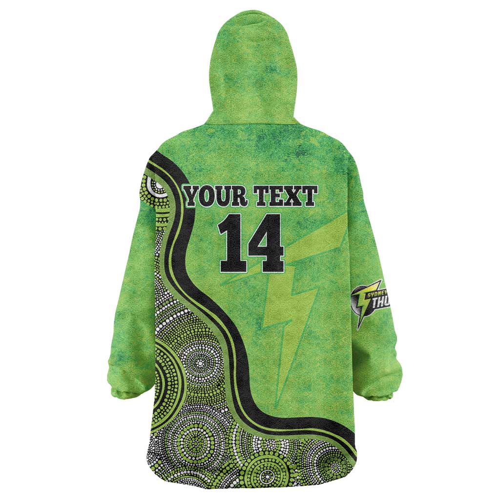 Custom Sydney Thunder Wearable Blanket Hoodie Indigenous Art - Grunge Style