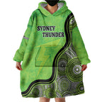Custom Sydney Thunder Wearable Blanket Hoodie Indigenous Art - Grunge Style