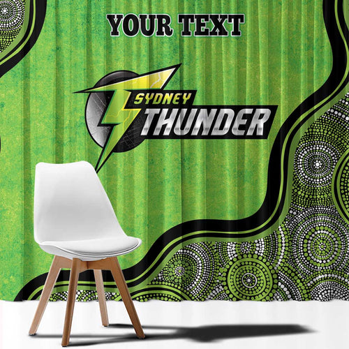 Custom Sydney Thunder Window Curtain Indigenous Art - Grunge Style