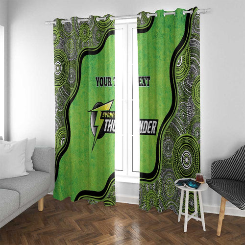 Custom Sydney Thunder Window Curtain Indigenous Art - Grunge Style