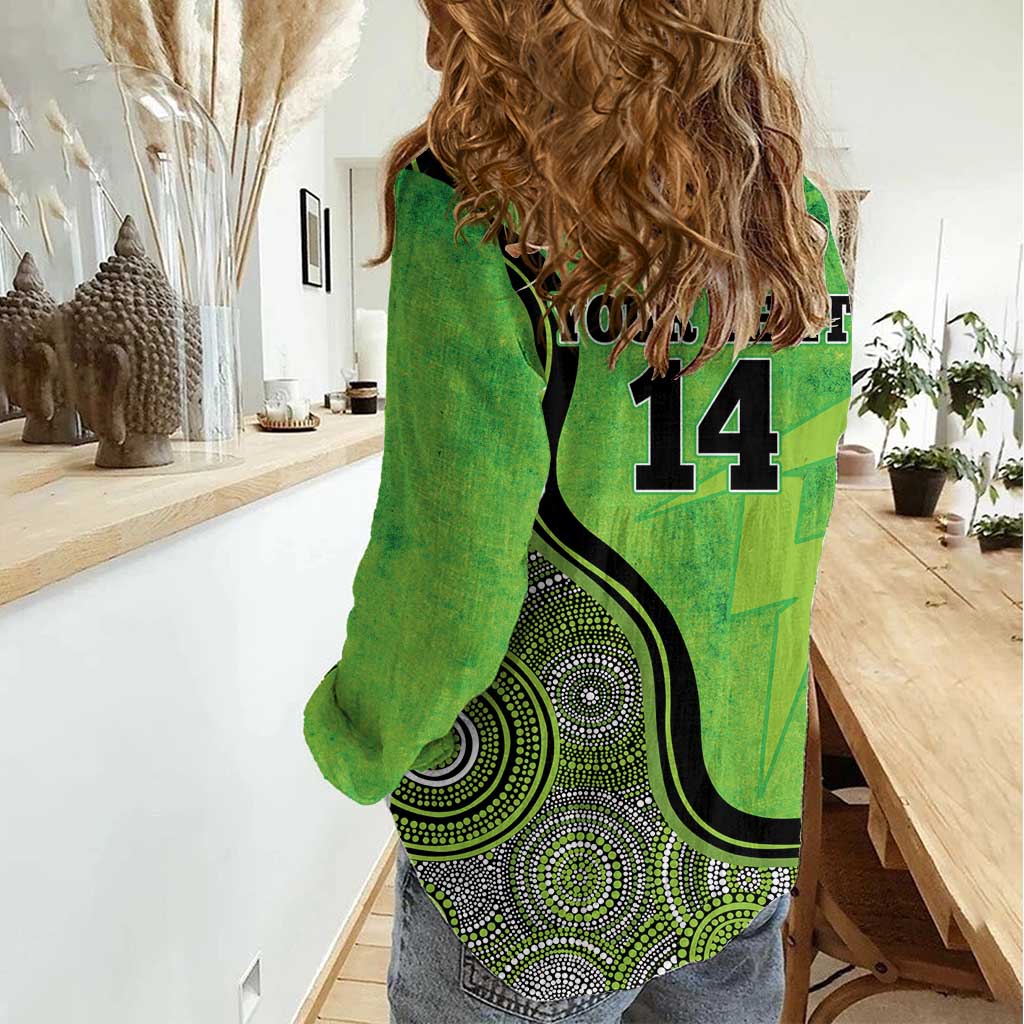 Custom Sydney Thunder Women Casual Shirt Indigenous Art - Grunge Style