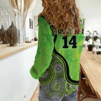 Custom Sydney Thunder Women Casual Shirt Indigenous Art - Grunge Style