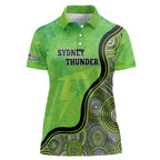 Custom Sydney Thunder Women Polo Shirt Indigenous Art - Grunge Style