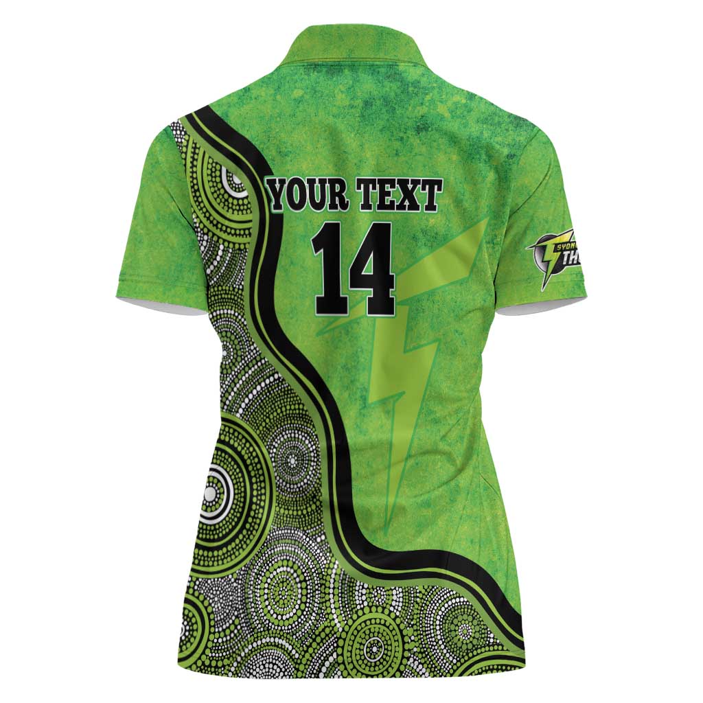 Custom Sydney Thunder Women Polo Shirt Indigenous Art - Grunge Style