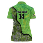 Custom Sydney Thunder Women Polo Shirt Indigenous Art - Grunge Style