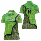 Custom Sydney Thunder Women Polo Shirt Indigenous Art - Grunge Style
