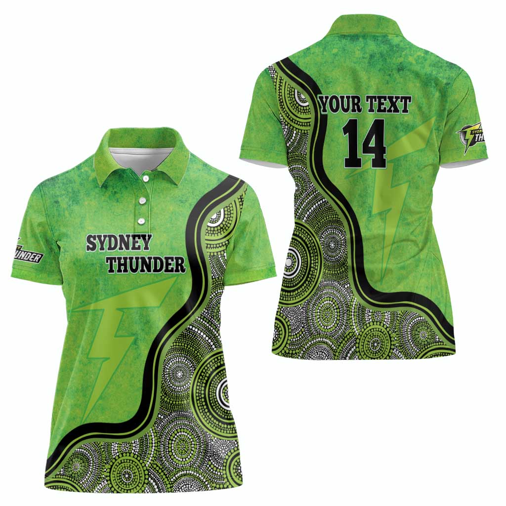 Custom Sydney Thunder Women Polo Shirt Indigenous Art - Grunge Style