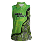 Custom Sydney Thunder Women Sleeveless Polo Shirt Indigenous Art - Grunge Style