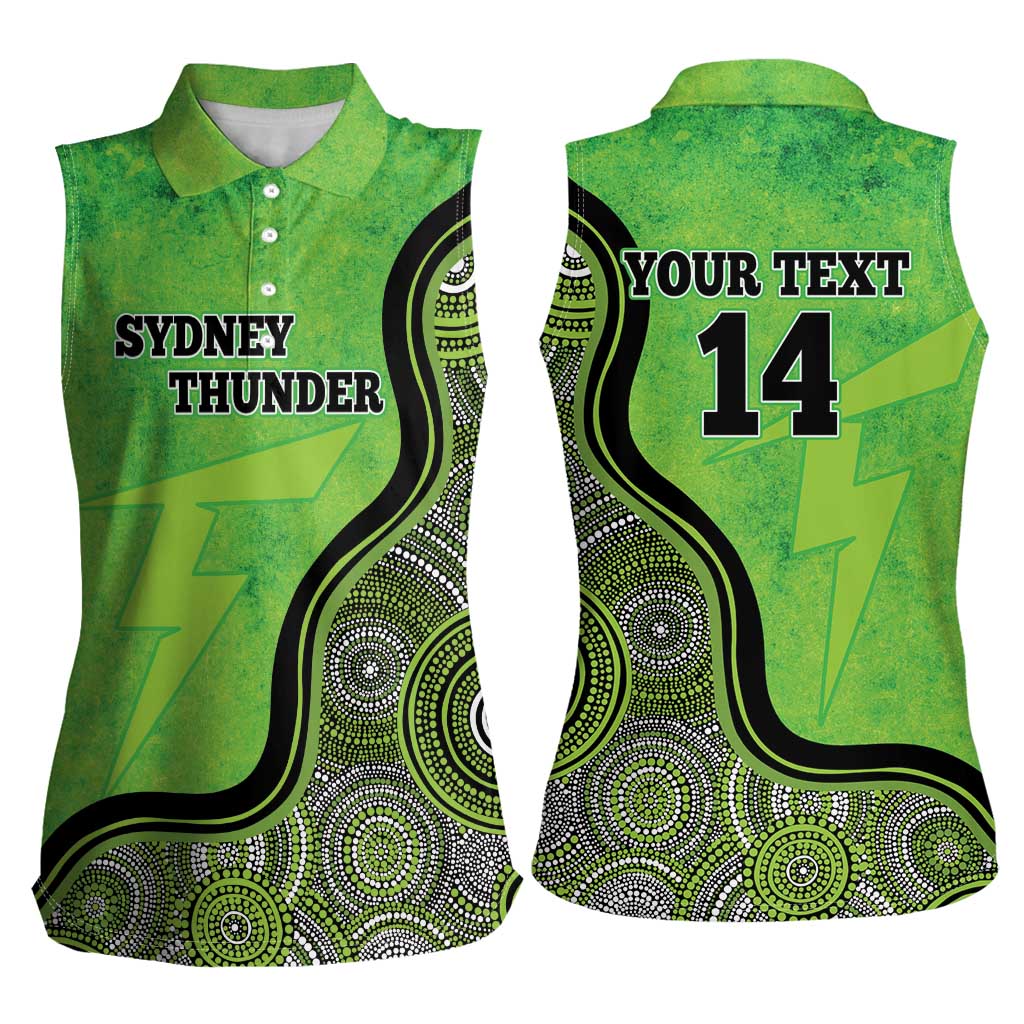 Custom Sydney Thunder Women Sleeveless Polo Shirt Indigenous Art - Grunge Style