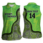 Custom Sydney Thunder Women Sleeveless Polo Shirt Indigenous Art - Grunge Style
