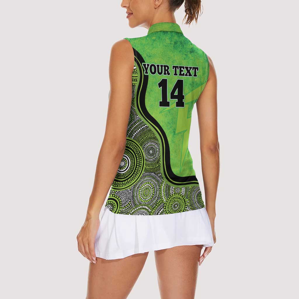 Custom Sydney Thunder Women Sleeveless Polo Shirt Indigenous Art - Grunge Style