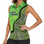 Custom Sydney Thunder Women Sleeveless Polo Shirt Indigenous Art - Grunge Style