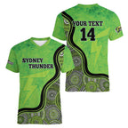 Custom Sydney Thunder Women V-Neck T-Shirt Indigenous Art - Grunge Style