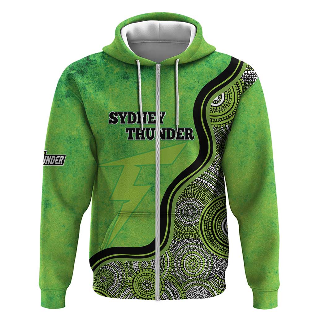 Custom Sydney Thunder Zip Hoodie Indigenous Art - Grunge Style