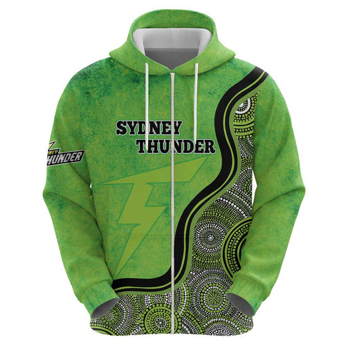 Custom Sydney Thunder Zip Hoodie Indigenous Art - Grunge Style
