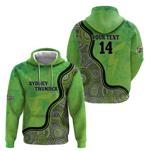 Custom Sydney Thunder Zip Hoodie Indigenous Art - Grunge Style