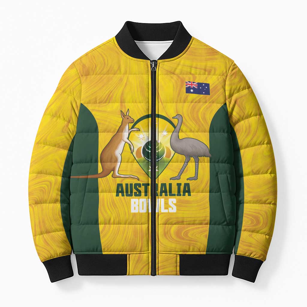 Custom Bowls Australia Bomber Puffer Jacket Marble National Color - Aussie Hoodie
