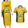 Custom Bowls Australia Couples Matching Long Sleeve Bodycon Dress and Hawaiian Shirt Marble National Color - Aussie Hoodie