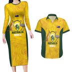 Custom Bowls Australia Couples Matching Long Sleeve Bodycon Dress and Hawaiian Shirt Marble National Color - Aussie Hoodie
