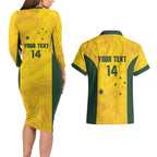 Custom Bowls Australia Couples Matching Long Sleeve Bodycon Dress and Hawaiian Shirt Marble National Color - Aussie Hoodie