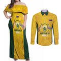 Custom Bowls Australia Couples Matching Off Shoulder Maxi Dress and Long Sleeve Button Shirt Marble National Color - Aussie Hoodie