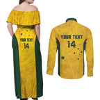 Custom Bowls Australia Couples Matching Off Shoulder Maxi Dress and Long Sleeve Button Shirt Marble National Color - Aussie Hoodie