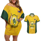 Custom Bowls Australia Couples Matching Off Shoulder Short Dress and Hawaiian Shirt Marble National Color - Aussie Hoodie
