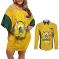 Custom Bowls Australia Couples Matching Off Shoulder Short Dress and Long Sleeve Button Shirt Marble National Color - Aussie Hoodie