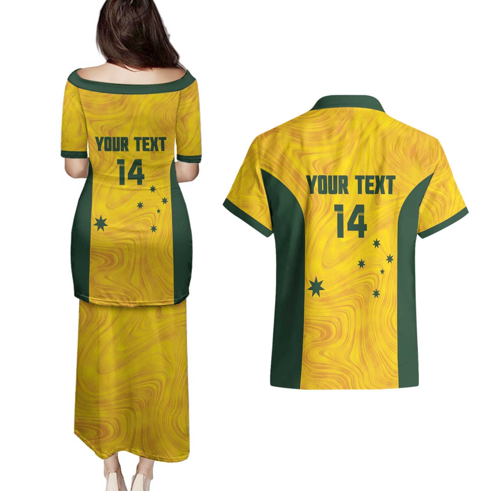 Custom Bowls Australia Couples Matching Puletasi and Hawaiian Shirt Marble National Color - Aussie Hoodie