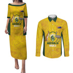 Custom Bowls Australia Couples Matching Puletasi and Long Sleeve Button Shirt Marble National Color - Aussie Hoodie
