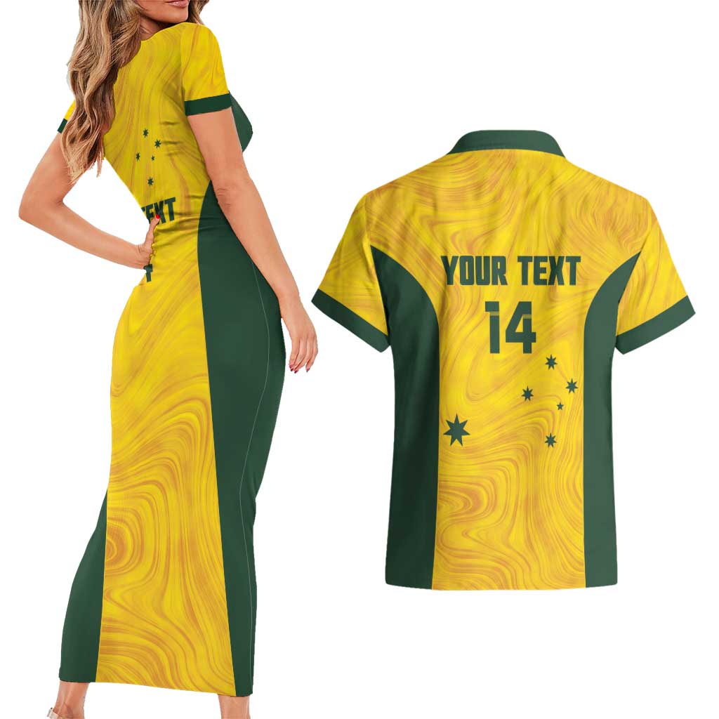 Custom Bowls Australia Couples Matching Short Sleeve Bodycon Dress and Hawaiian Shirt Marble National Color - Aussie Hoodie