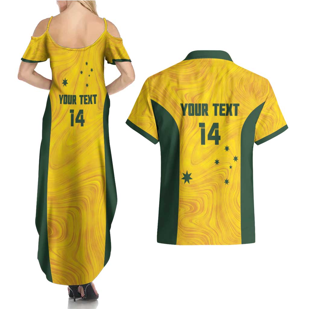 Custom Bowls Australia Couples Matching Summer Maxi Dress and Hawaiian Shirt Marble National Color - Aussie Hoodie