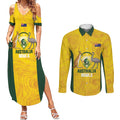 Custom Bowls Australia Couples Matching Summer Maxi Dress and Long Sleeve Button Shirt Marble National Color - Aussie Hoodie