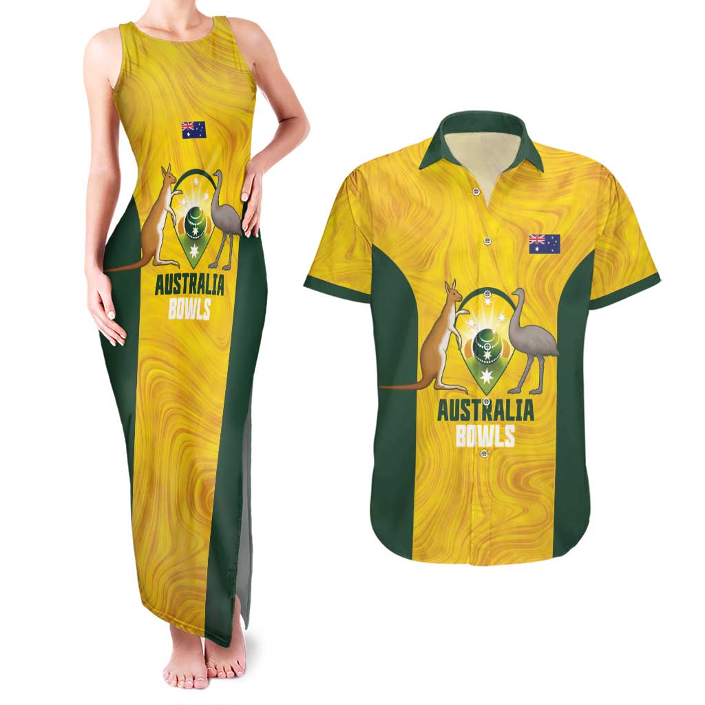 Custom Bowls Australia Couples Matching Tank Maxi Dress and Hawaiian Shirt Marble National Color - Aussie Hoodie