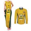 Custom Bowls Australia Couples Matching Tank Maxi Dress and Long Sleeve Button Shirt Marble National Color - Aussie Hoodie