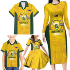 Custom Bowls Australia Family Matching Long Sleeve Bodycon Dress and Hawaiian Shirt Marble National Color - Aussie Hoodie