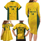 Custom Bowls Australia Family Matching Long Sleeve Bodycon Dress and Hawaiian Shirt Marble National Color - Aussie Hoodie